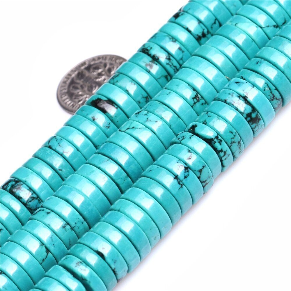 6640 3x12mm Turquoise Semi Precious Gemstone Rondelle Blue Loose Beads